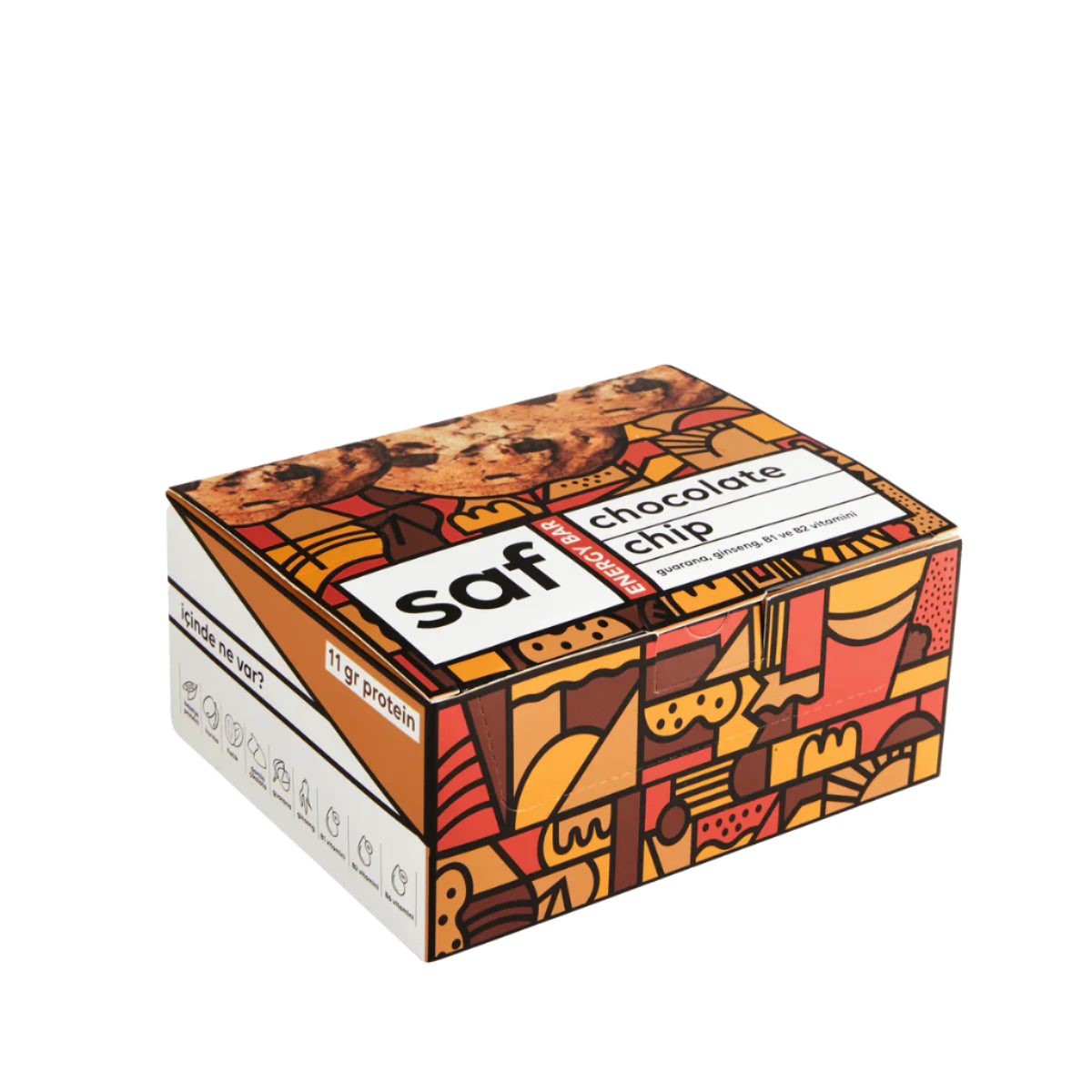 Saf Chocolate Chip Energy Bar Kutu (50gr x 12 Adet)