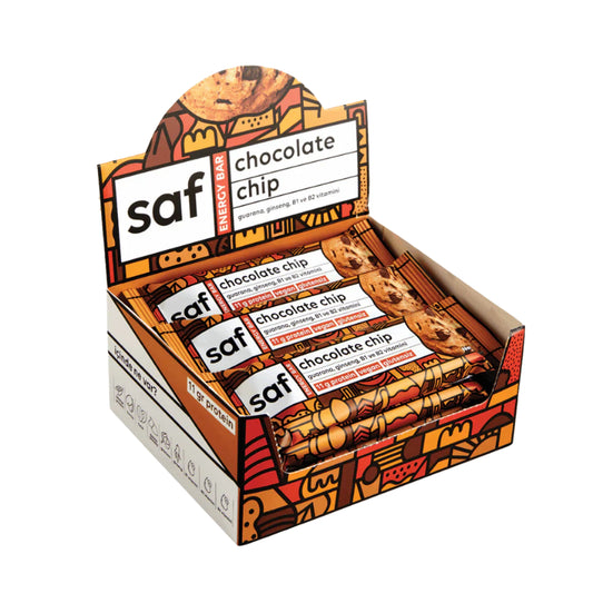 Saf Chocolate Chip Energy Bar Kutu (50gr x 12 Adet)