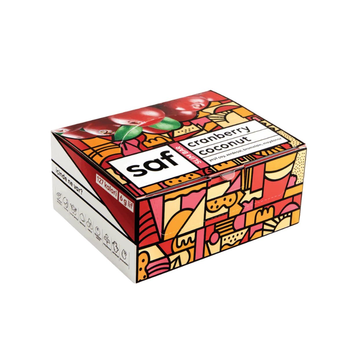 Saf Cranberry Coconut Slim Bar Kutu (40gr x 12 Adet)