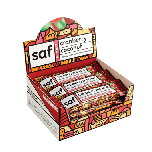 Saf Cranberry Coconut Slim Bar Kutu (40gr x 12 Adet)