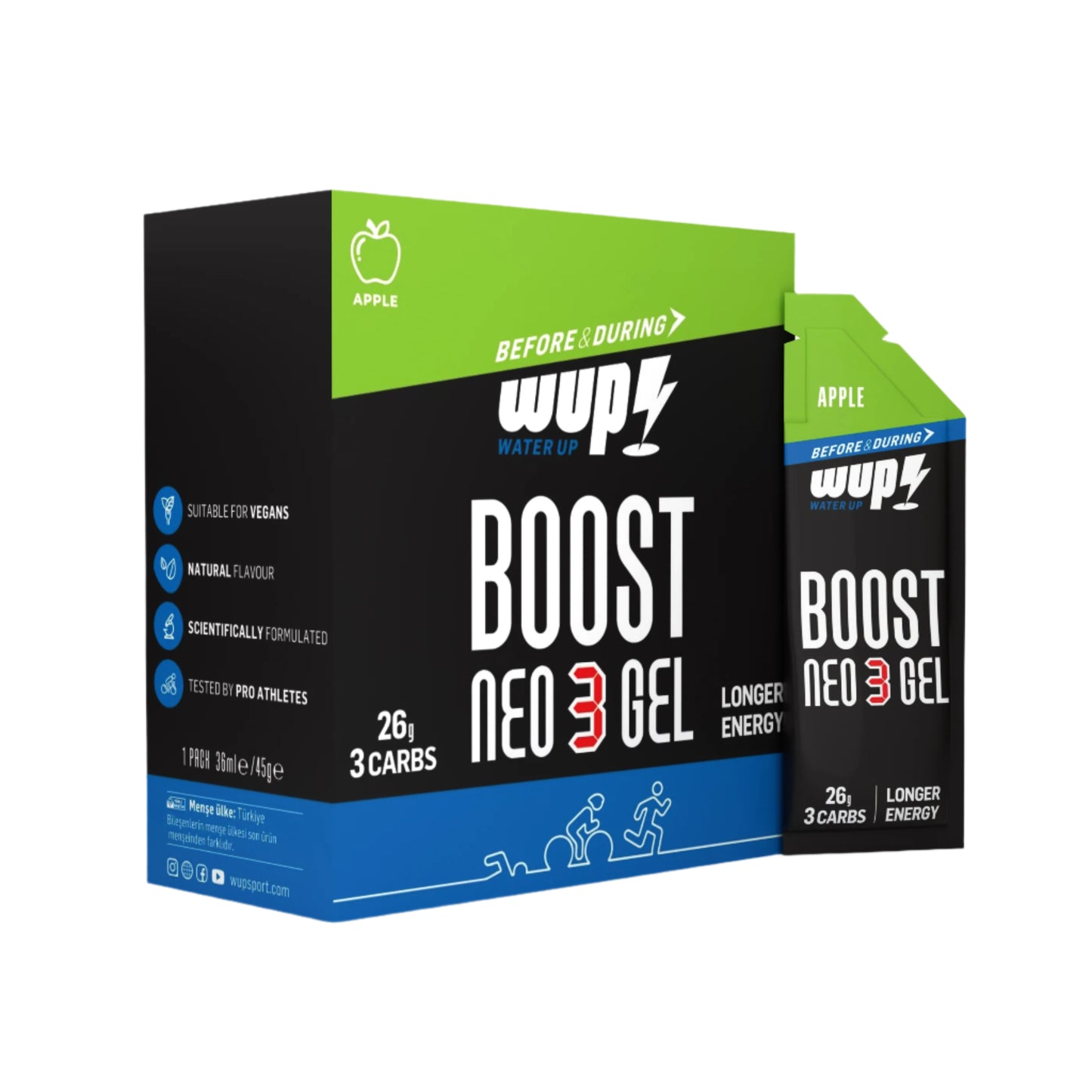 WUP Boost NEO3 Isotonic Energy Gel Apple Box (14 pieces)