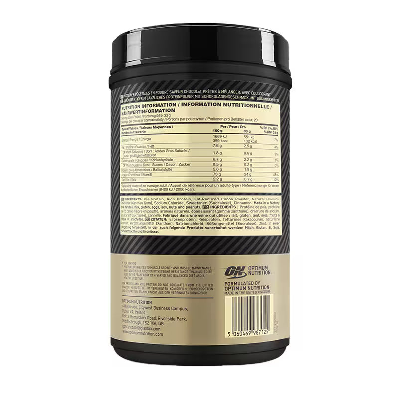 Optimum Nutrition Plant Protein Chocolate Flavored (684 g, 20 Servings)