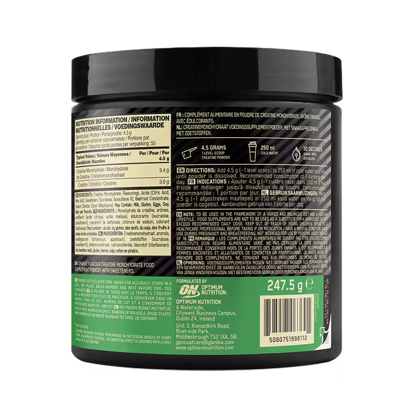 Optimum Nutrition Micronized Creatine Blue Raspberry Flavored (247.5 g, 55 Servings)