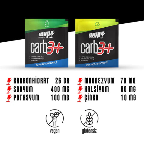 WUP Carb3+ Elektrolit ve Karbonhidrat Tozu Elmalı