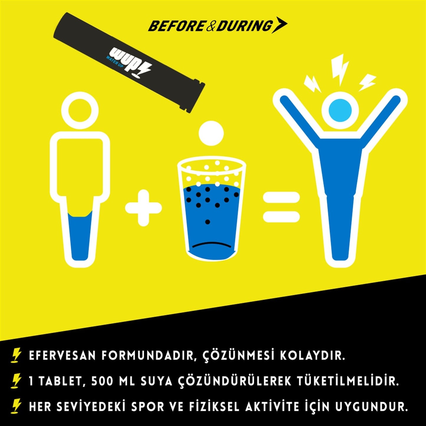 WUP Hydractive Elektrolit ve Kafeinli Efervesan Tablet Limonlu Kutu (2x20 Tablet)