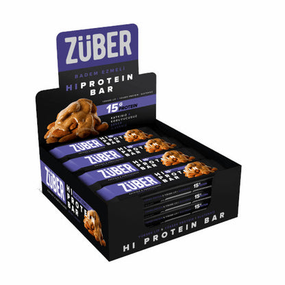 Züber Badem Ezmeli Yüksek Protein Bar Kutu (12 Adet)