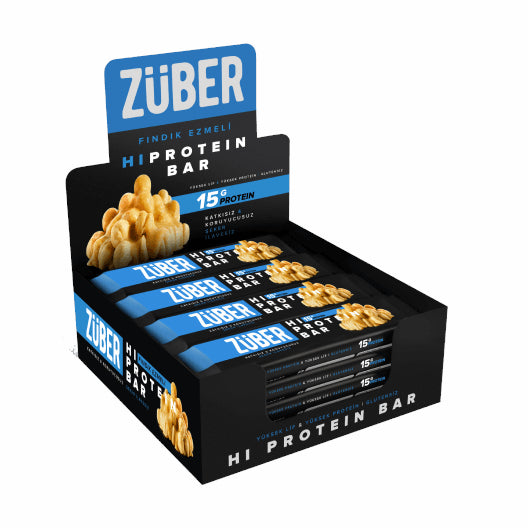 Züber Fındık Ezmeli Yüksek Protein Bar Kutu (12 Adet)