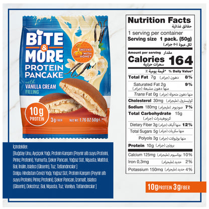 Bite & More Protein Pancake Vanilla Cream Box (12 Pieces)