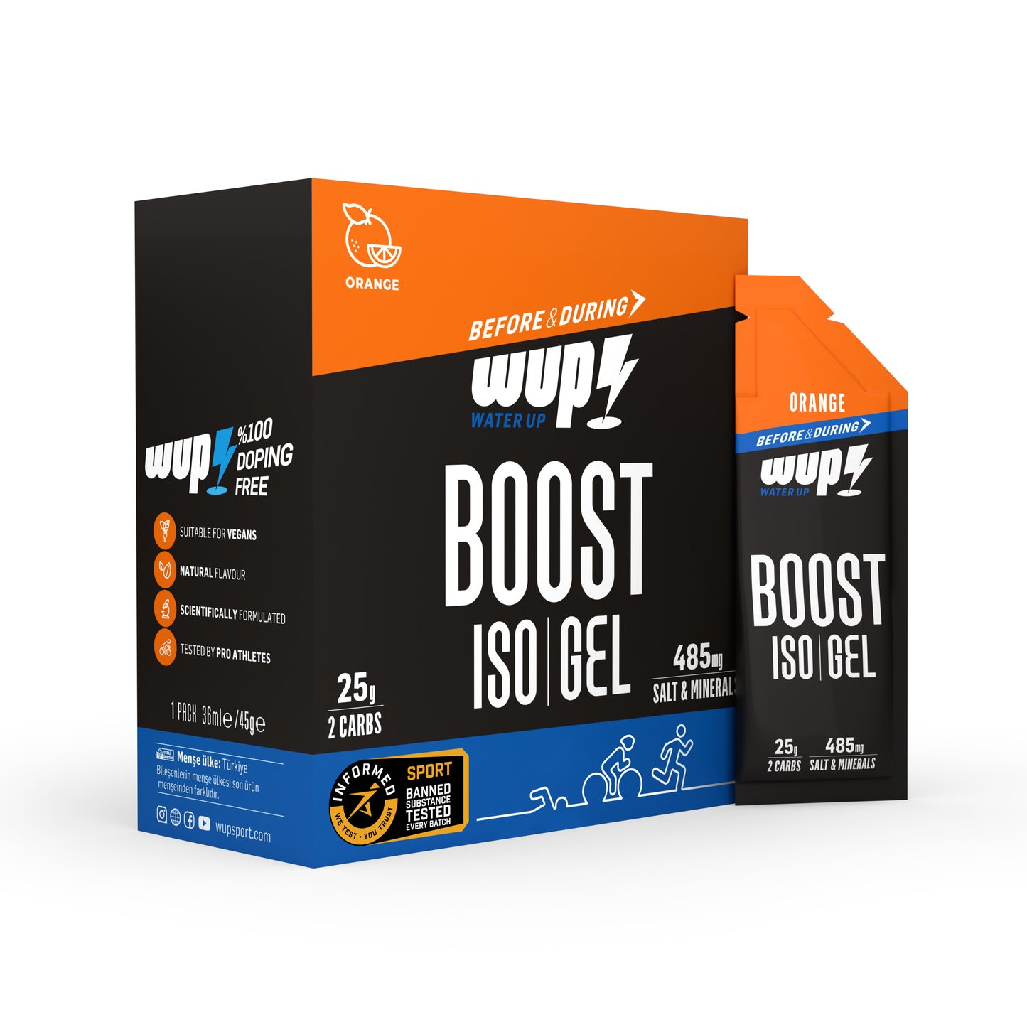 WUP Boost ISO Isotonic Energy Gel Orange Box (14 Pieces)