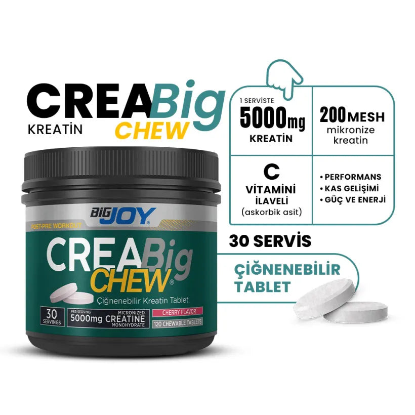 Bigjoy Creabig Chew Çiğnenebilir Tablet Vişne Aromalı (120 Adet 30 Servis)