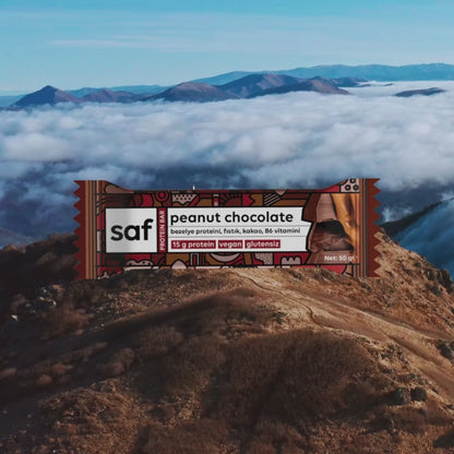 Saf Peanut Chocolate High Protein Bar Kutu (50gr x 12 Adet)