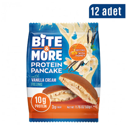 Bite &amp; More Protein Pancake Коробка с ванильным кремом (12 шт.)